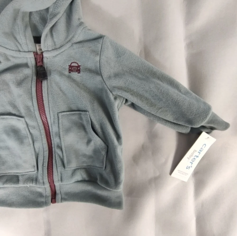 Carter's Sage Blue Kids Hoodie Zip Up Jacket 6M NWT